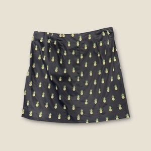 J Crew Preppy Pencil Mini Skirt Navy Blue & Pineapples Size 4